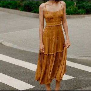 Anthropologie gold/orange dress